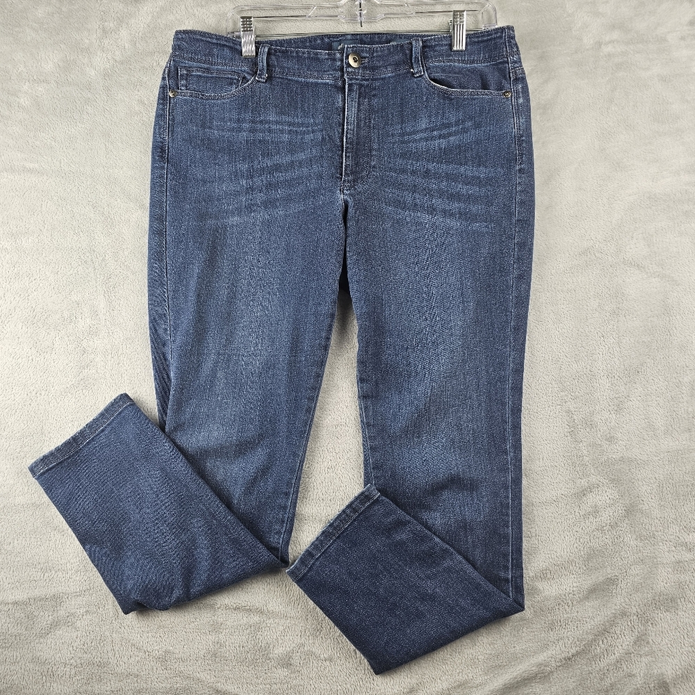 J. Jill Slim Ankle Cut Blue Jeans Womens Size 12 Athletic Fit